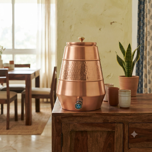 Dispensador de Agua de Cobre Hecho a Mano, Matka Martillado con Tapa y Grifo, Almacenamiento Decorativo de Bebidas para Hogar, Cocina, Hotel, Restaurante - Product Image 2