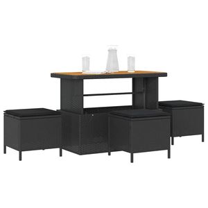 Set da Pranzo da Giardino in Polyrattan Nero per 4 Persone, Resistente alle Intemperie, Arredamento da Esterno in Stile Contemporaneo - Product Image 3