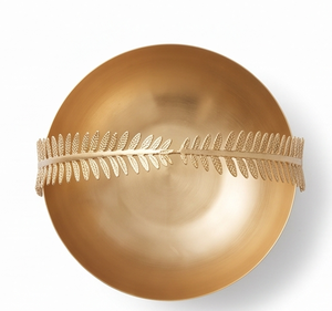 Premium Handmade <b>Metal</b> <b>Bowl</b> With Leaf Design Polished Gold Finish Glam Decorative Centerpiece For Wedding Or Home Display - Product Image 4