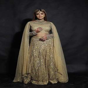 Women Modern Draped Golden Embroidered Lehenga Choli Bridal Wedding Party Wear Dupatta Set | Designer India Export Quality - Product Image 3