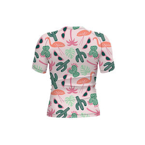 Custom Sublimated <b>Men</b> Short Sleeve Rash Guard Pink Flamingo Printed Compression Shirt UPF 50+ <b>Swim</b> Beachwear Quick Dry - Product Image 2