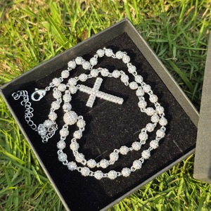 Moissanite Diamond Hip Hop <b>Iced</b> <b>Out</b> Cross Pendant & Necklace Ball <b>Chain</b> 925 Sterling Silver Customized Chin & Pendant - Product Image 3