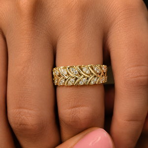 Anillo de Eternidad Art Deco de Oro Amarillo de 14K con Diamantes Cultivados en Laboratorio de 0.35 Quilates TW, Anillo de Compromiso Unisex, Joyería Fina - Product Image 1