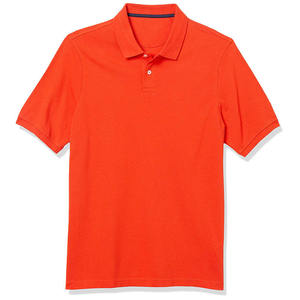 Men's <b>Orange</b> Short Sleeve Cotton Pique <b>Polo</b> Shirt Casual Breathable Solid Color Regular Fit Knitted Design Button Front - Product Image 3