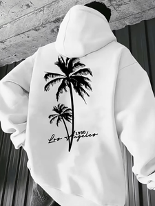 Sweat-shirt à capuche blanc pour homme, 100% coton, molleton tricoté, décontracté, avec poche, coupe classique, hiver, écologique - Product Image 3