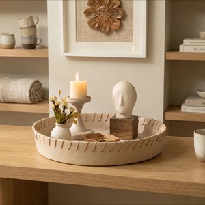 <b>Decorative</b> Handmade Wooden Bowl Bohemian Style <b>Decorative</b> Tray With Stitched Edge For Home <b>Decorating</b> <b>Decorative</b> Gifting - Product Image 2