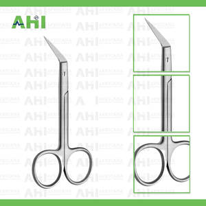 กรรไกรผ่าตัดแบบงอข้างทำจากเหล็กกล้าไร้สนิมสำหรับงานทันตกรรม ยี่ห้อ AHI Professional Manual - Product Image 2
