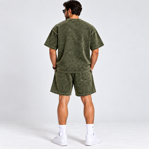 Iron Mark Industries <b>Men's</b> Cotton <b>T</b>-<b>Shirt</b> Shorts Set V-neck Printed Logo Front Summer Casual Wear Streetwear Breathable Knitted - Product Image 3