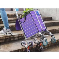 Chariot de magasinage pliable portable avec roues grimpantes Chariot d'épicerie en aluminium léger pour escaliers et bordures