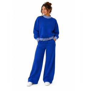 Sudadera de cuello alto para mujer, diseño personalizado, con estampado de cuadros a contraste, hombros caídos y manga larga, ideal para Navidad - Product Image 6