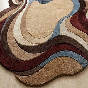Minimalist Brown Beige Wool Area Rug Abstract Modern Hand Tufted Rug Soft Plush Carpet Living Room Decorative <b>Floor</b> Designer Rug - Product Image 6