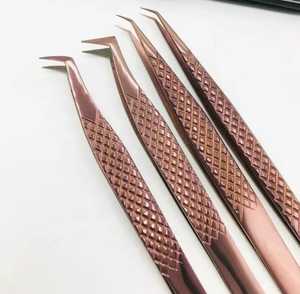 Professional Fiber Tip Tweezers Custom Fiber Tip Tweezer for Eyelash <b>Extension</b> Brown Color Lash Tool - Product Image 1