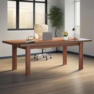 63-Inch Executive <b>Solid</b> <b>Wood</b> Computer <b>Desk</b> with Simple Farmhouse Design and <b>Solid</b> <b>Wood</b> Legs for Office or Study Workstation - Product Image 3