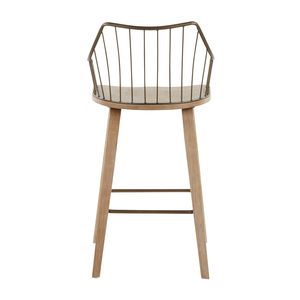 Winston Farmhouse Counter <b>Stool</b> White Washed Wood and <b>Antique</b> Copper Metal Stylish <b>Stools</b> & Ottomans - Product Image 4
