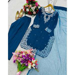 Ensemble haut, bas et dupatta pour femmes, vêtements de soirée de créateur - Product Image 2