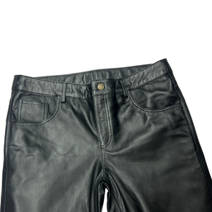Pantalones Casuales de Invierno de Cuero Negro Personalizados para Hombre, Transpirables, de Pierna Recta, Cinco Bolsillos, Fabricante OEM - Product Image 1