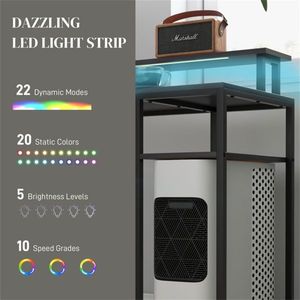 Bureau d'ordinateur moderne noir avec éclairage LED pour le gaming, matériaux durables en métal et MDF, fonctionnalités de rangement élégantes pour une utilisation en cuisine - Product Image 2