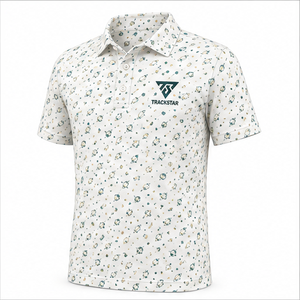 Polo pour homme Trackstar blanc et vert à imprimé planètes célestes, manches courtes, col boutonné, chemise de golf, logo personnalisé - Product Image 5