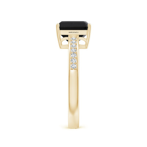 Bague pour femme en or 10K 14K 18K et argent 925 935 avec émeraude naturelle et diamant noir, pierres latérales en diamant, style classique de fiançailles - Product Image 4