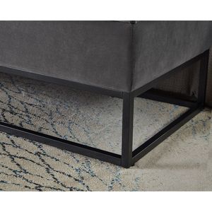 Panca letto in velluto grigio da 58,6 pollici con base in metallo e contenitore, mobile per camera da letto - Product Image 4