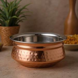 Cacerola de Latón Martillado con Tapa, Olla Metálica Hecha a Mano para Calentar Comida, Servidor de Buffet, Utensilios de Cocina y Comedor al por Mayor - Product Image 5