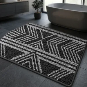 Elegante Tapete Moderno Tejido con Diseño Chevron, Antideslizante, en Tonos Gris Plateado, para Entradas Residenciales, Revestimiento de Piso con Estilo - Product Image 5