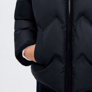 Chaqueta Acolchada Unisex Azul Marino con Cierre de Cremallera, Abrigo de Invierno Cortavientos, Color Sólido Informal, Corte Regular, Relleno Grueso de Poliéster - Product Image 3