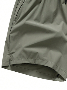 Men's Solid <b>Black</b> Quick Dry Breathable Floral Pattern Drawstring Board Shorts High Waist Unisex Swim <b>Trunks</b> 100% Cotton 220g - Product Image 5