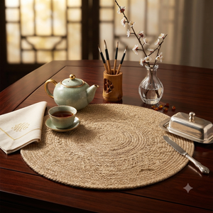 Set de table rond en jute tissé à la main, écologique et naturel, idéal pour offrir en cadeau, disponible à bas prix - Product Image 2