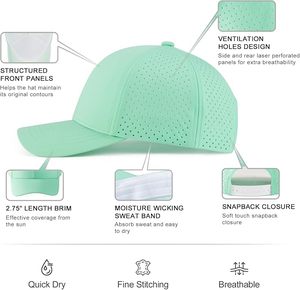 Casquette Snapback en maille 6 panneaux vert clair respirante réglable unisexe pour l'extérieur décontractée printemps été adulte - Product Image 6