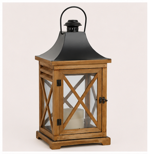 Farol de Madera Rústico Hecho a Mano con Parte Superior de Metal, Portavelas Decorativo para Interiores y Exteriores, Decoración del Hogar, Personalizable OEM - Product Image 3