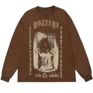 Sweat-shirt surdimensionné en coton épais délavé style rétro pour homme, vêtement de mode streetwear - Product Image 3