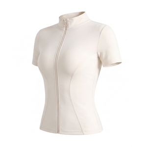 Wholesale <b>Women's</b> Zipper Sports Fitness Windproof Gym Coat Quick Drying Breathable Yoga <b>Jacket</b> Skin Friendly Yoga Top - Product Image 3