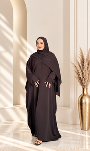 Modest Islamic Elegant Breathable Quick Dry Handmade <b>Black</b> Beaded Polyester Solid Pattern Abaya Loose Long Sleeve <b>Floor</b> <b>Length</b> - Product Image 4