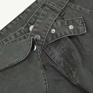 Pantalones Vaqueros Anchos Negros para Hombre, Cintura Alta, Corte Holgado, Lavado Arena, Algodón, Estilo Urbano, Otoño - Product Image 4