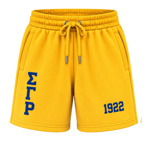 กางเกงขาสั้นผ้าฟลีซสำหรับผู้หญิง Sigma Gamma Rho กางเกงขาสั้นออกกำลังกายแบบกำหนดเองพร้อมตัวอักษรกรีก กางเกงขาสั้นลำลองสำหรับออกกำลังกายและพักผ่อน - Product Image 1