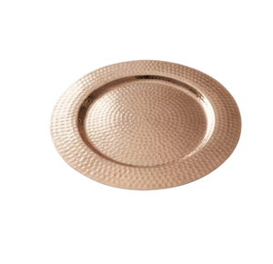 Assiette de présentation martelée plaquée cuivre pour mariage, service de dîner, traiteur, vaisselle, plateau de service alimentaire - Product Image 5