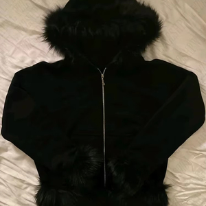 Sudadera con Capucha para Mujer Estilo Y2K, Sudadera de Algodón Grueso y Afelpado, Color Sólido, Estética Urbana - Product Image 1