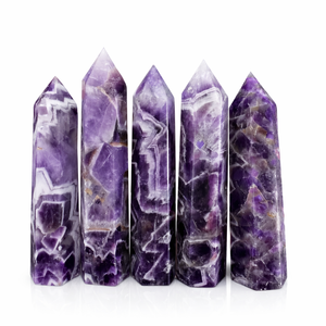 Natural Chevron Amethyst Crystal Tower Hand Polished Purple Healing Gemstone Point Meditation Reiki Chakra Energy - Product Image 1