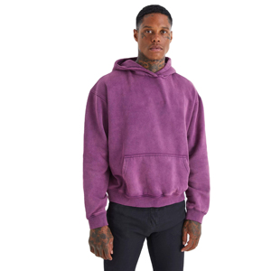 Sweat-shirt thermique surdimensionné en coton français 100% avec logo personnalisé, de haute qualité, effet vintage, imprimé tendance pour hommes - Product Image 1