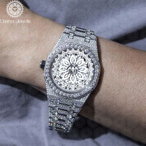 Reloj de Lujo para Hombre Charm_Jewells, de Acero Inoxidable, Caja Tonneau de 42 mm, Esfera Hueca con Incrustaciones de Diamantes, Movimiento Analógico de Cuarzo - Product Image 2