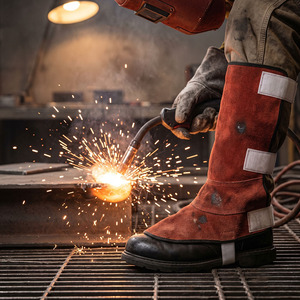High Quality Fire Resistant Cowhide Split Welding Leather Leg Guard <b>Shoe</b> <b>Cover</b> Eco-Friendly Industrial Safety <b>Shoes</b> CE Certified - Product Image 6