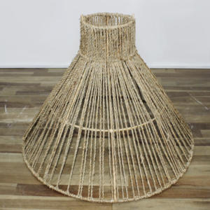 Tissé à la main jonc de mer jacinthe d'eau abat-jour en forme de cône couverture de lumière rustique naturelle écologique pour la décoration de la maison - Product Image 4