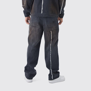 High Quality Custom Washed Denim <b>Jeans</b> Men's Casual Straight Classic Fit <b>Embroidered</b> Hip Hop Vintage Winter Breathable Trousers - Product Image 2