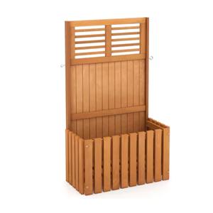 Outside Decoration Acacia Wood <b>Planter</b> Box With Trellis, Natural <b>Raised</b> Garden Bed For Vegetables, Flowers, Herbs From Vietnam - Product Image 1