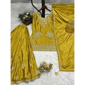 Ensemble haut, bas et dupatta pour femmes, vêtements de soirée de créateur - Product Image 4