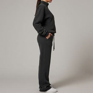 Pantalones Deportivos Personalizados de Felpa 100% Algodón 400g, Bordados, con Cierre de Cremallera, Corte Regular, Estilo Urbano, para Mujer, Invierno - Product Image 6