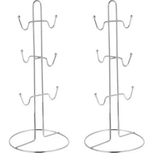 Support à tasses noir en fer torsadé avec tige centrale et plateau horizontal surélevé en métal pour rangement de tasses à café sur table de cuisine - Product Image 2