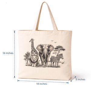 Bolsa de Tela Ecológica Reutilizable con Estampado Animal, 18x16x5 Pulgadas, Bolsa de Compras de Algodón, Logotipo Personalizado, Venta al Por Mayor - Product Image 2