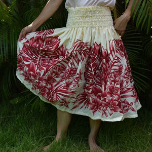 กระโปรงแม็กซี่ลายดอกไม้สไตล์ฮาวายสำหรับผู้หญิง เหมาะสำหรับวันหยุดพักผ่อนในฤดูใบไม้ร่วง น้ำหนักเบา พลิ้วไหว ตกแต่งด้วยลายปัก - Product Image 5